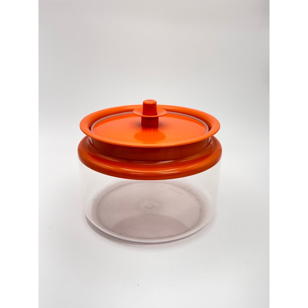 Vintage Tupperware Counterpart Canister Orange Lid Clear 1.5L 6.25 Cup 1330-7